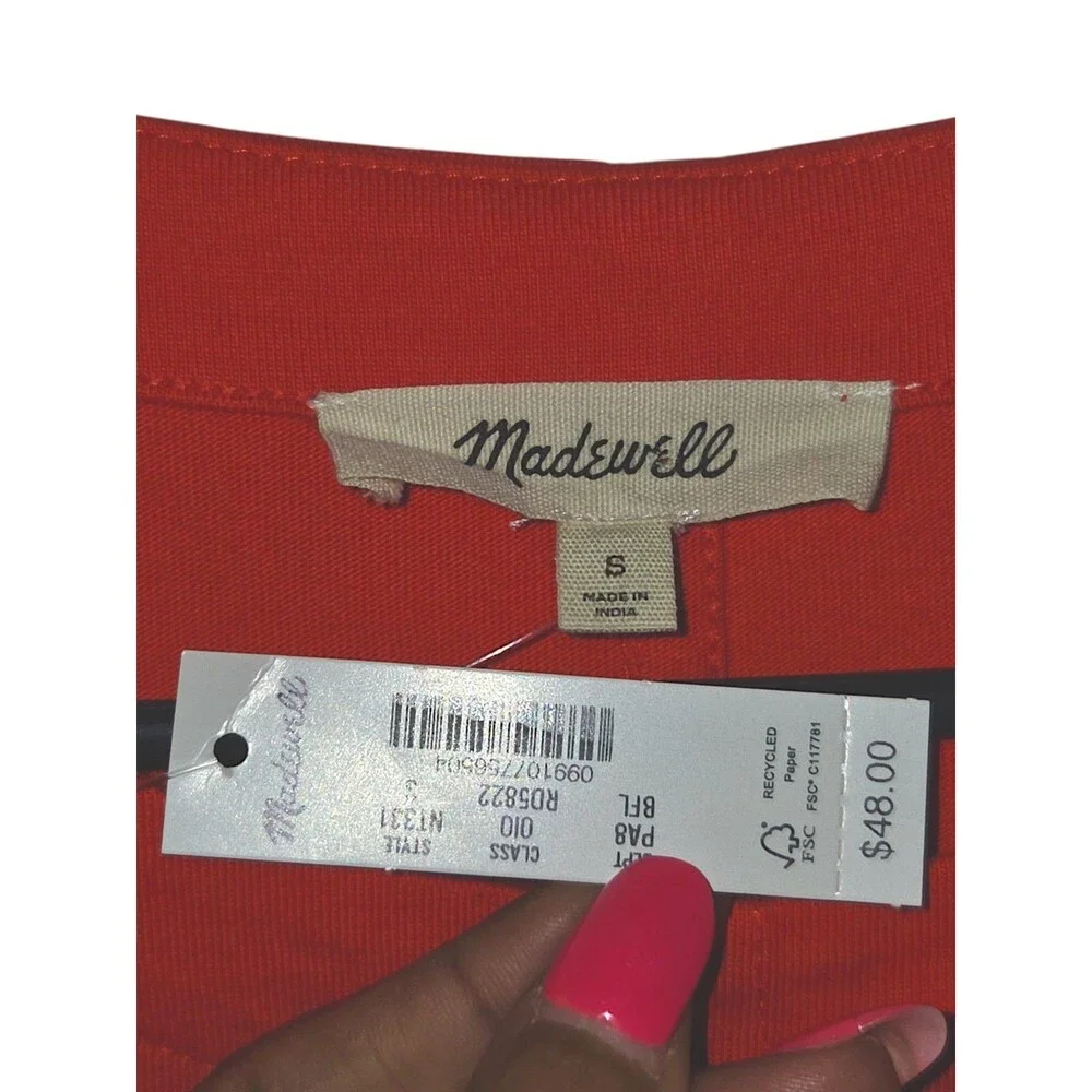 Women's Top, Madewell Puff-Sleeve Tee Oversized deep orange color Small